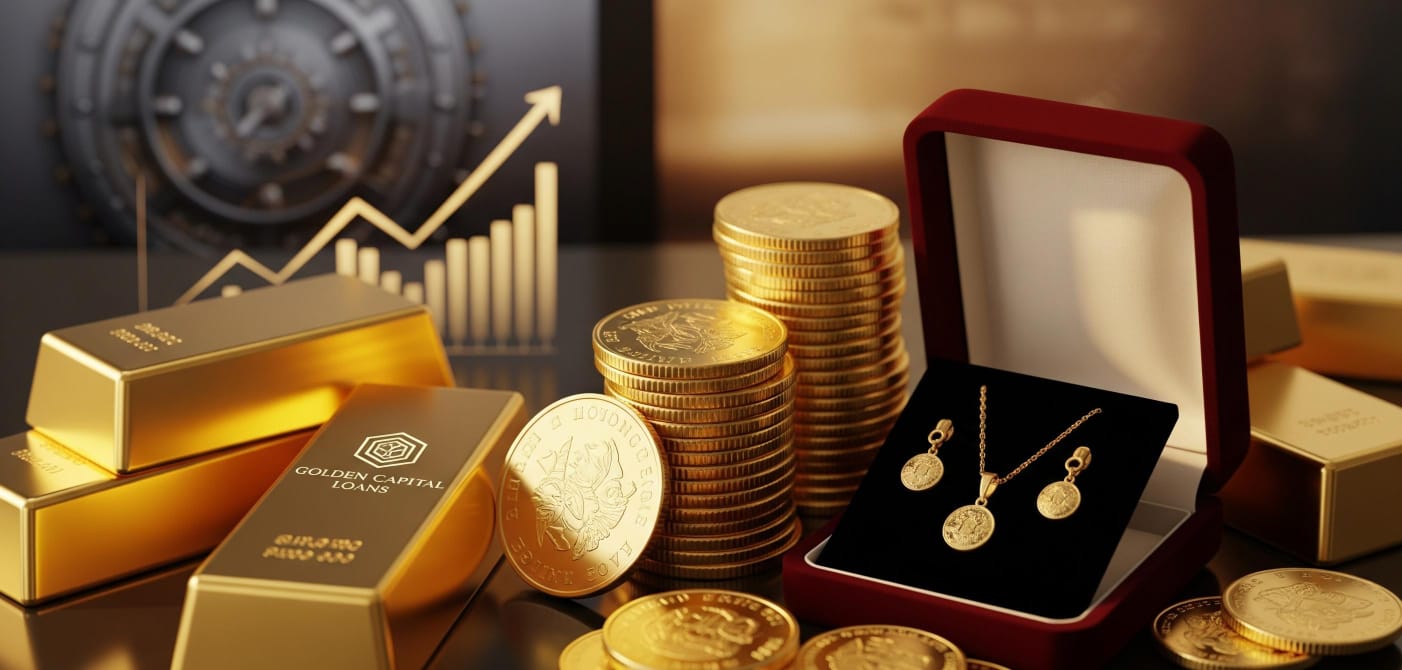 Gold bars, coins, and jewelry